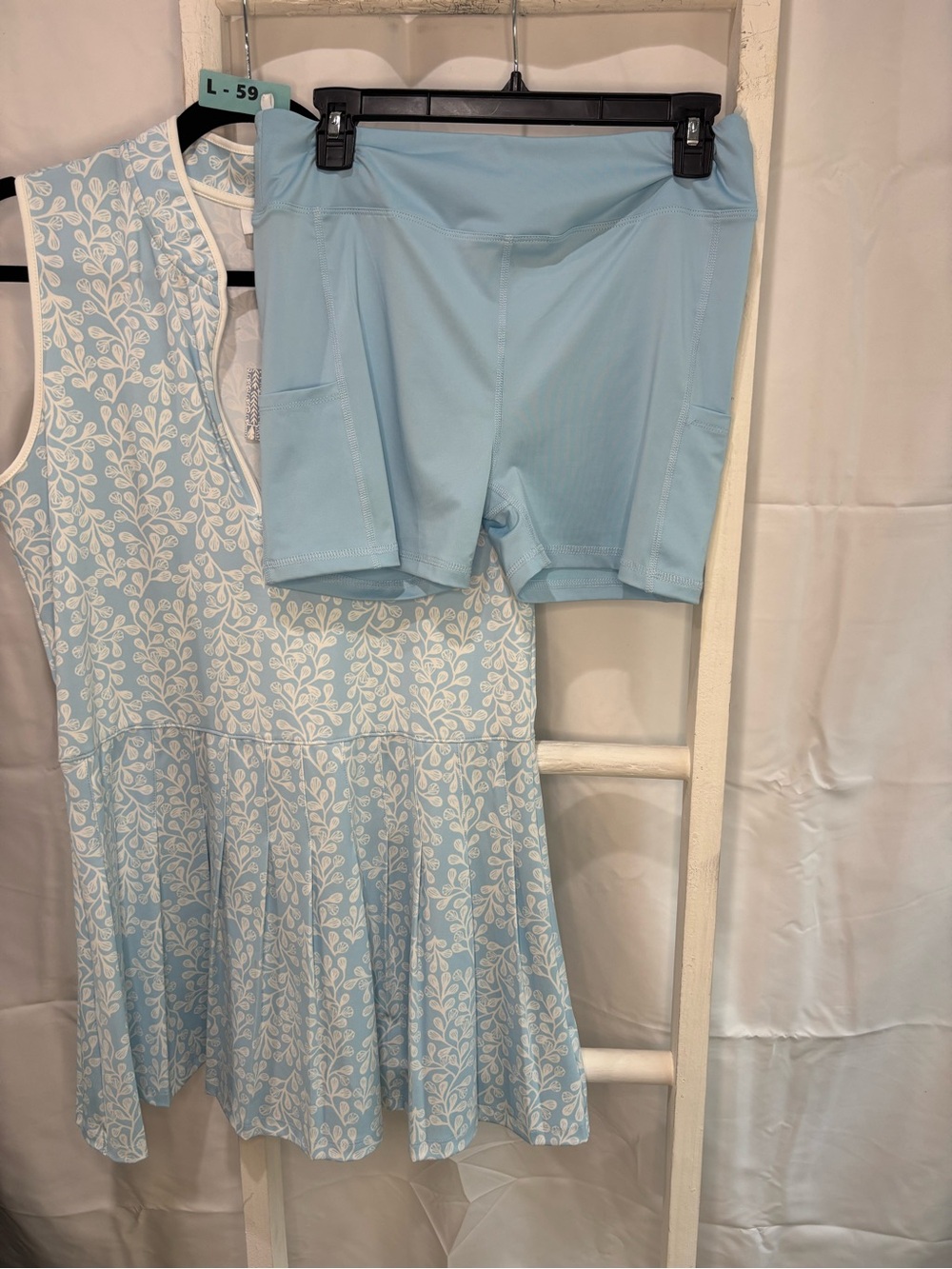 Sigrid Olsen Sky Blue and White Sleeveless V-Neck Printed Dress - Picture 4 of 6